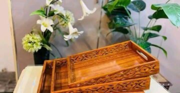 Trays Cut Work Brown Color