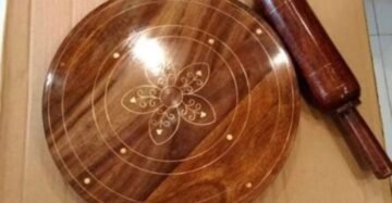 Chakna Belna with Hand Crafting Wooden  Brown Color