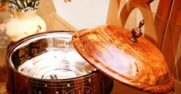 Hotpot with Steel Wooden Dark Brown